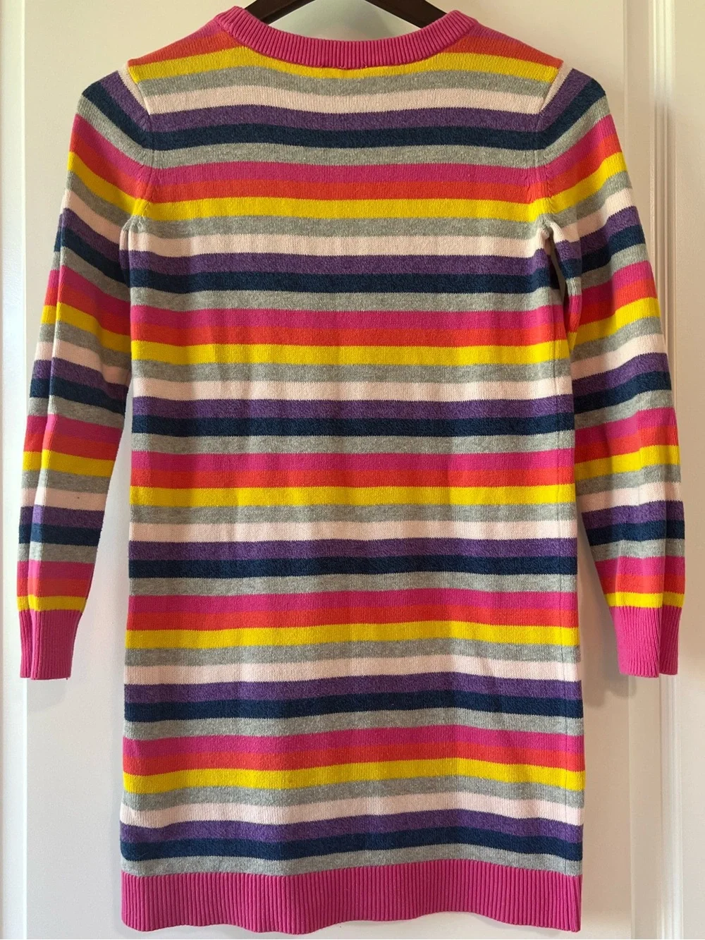 Gap Sweater Dress Girls XL 12 Rainbow Crazy Stripe Knit Crewneck Long Sleeve